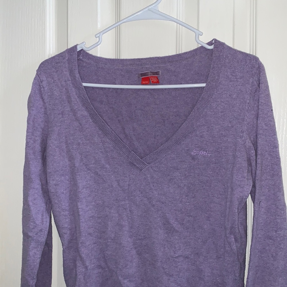purple v neck top, size M